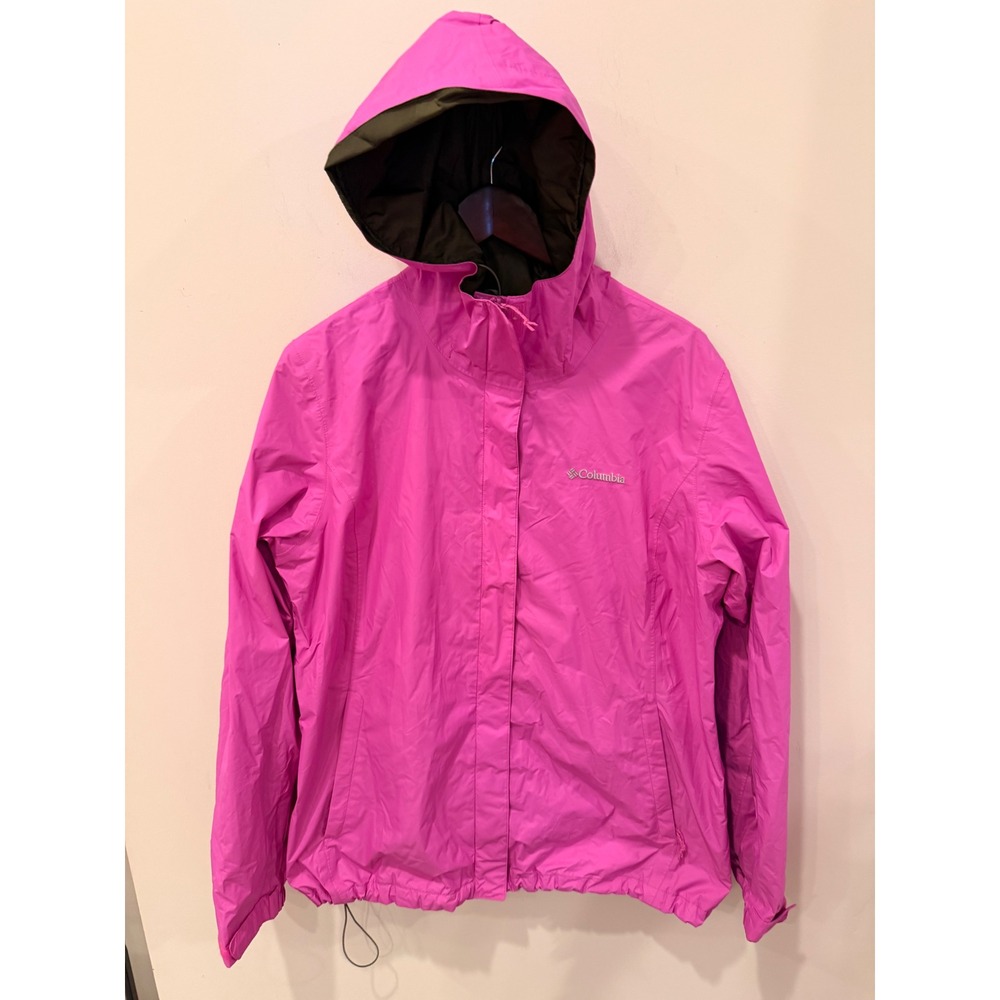 Columbia Arcadia II Womens XL Pink Omni-Tech Waterproof Hooded Rain Jacket - Picture 1 of 11